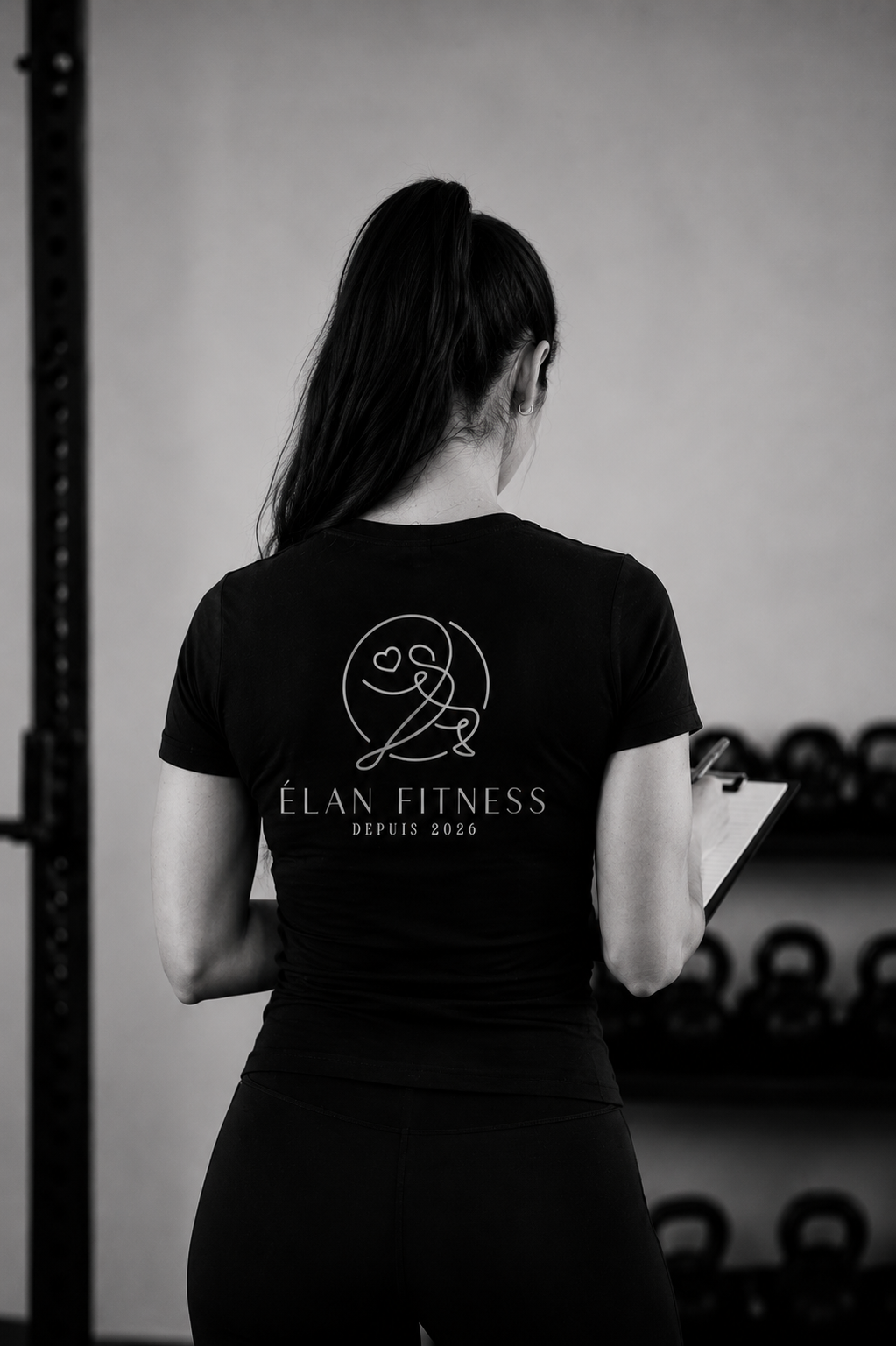 Coach Élan Fitness de dos, t-shirt floqué Élan Fitness